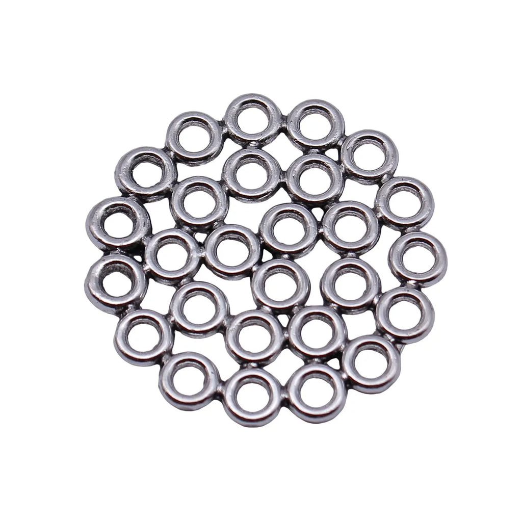 30x30x1.8mm 3.3g Antique Silver Zinc Alloy Hollow Round Ring Disc Connector Charm for DIY Jewelry Making
