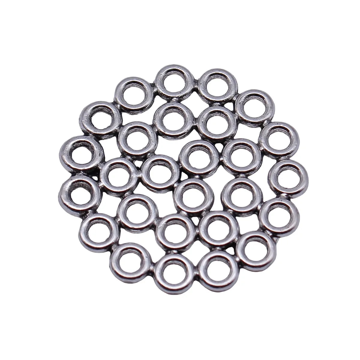 30x30x1.8mm 3.3g Antique Silver Zinc Alloy Hollow Round Ring Disc Connector Charm for DIY Jewelry Making