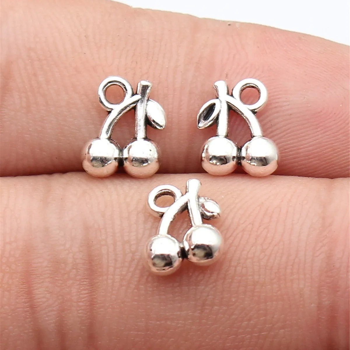 10x8mm 0.64g Antique Silver Zinc Alloy Cherry Charm Pendant for Necklace Bracelet DIY Jewelry