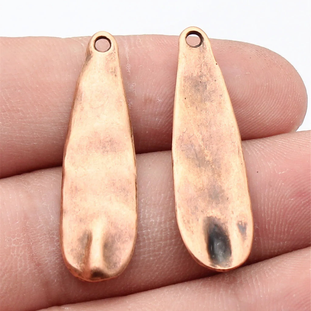 36x11mm 2.1g Multicolor Zinc Alloy Hammered Teardrop Charm Pendant for DIY Necklace Jewelry Making