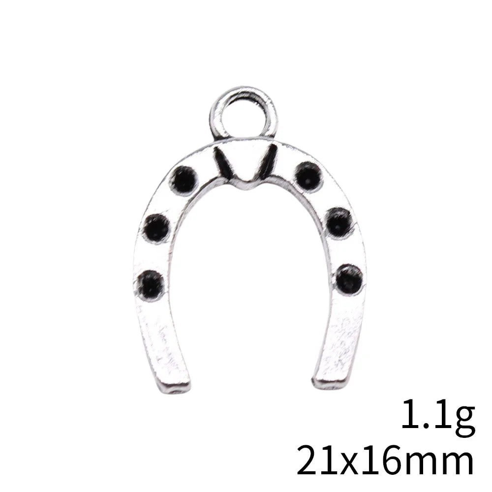 21x16mm 1.1g Antique Silver Zinc Alloy Horseshoe Charm Pendant for DIY Necklace Bracelet Jewelry