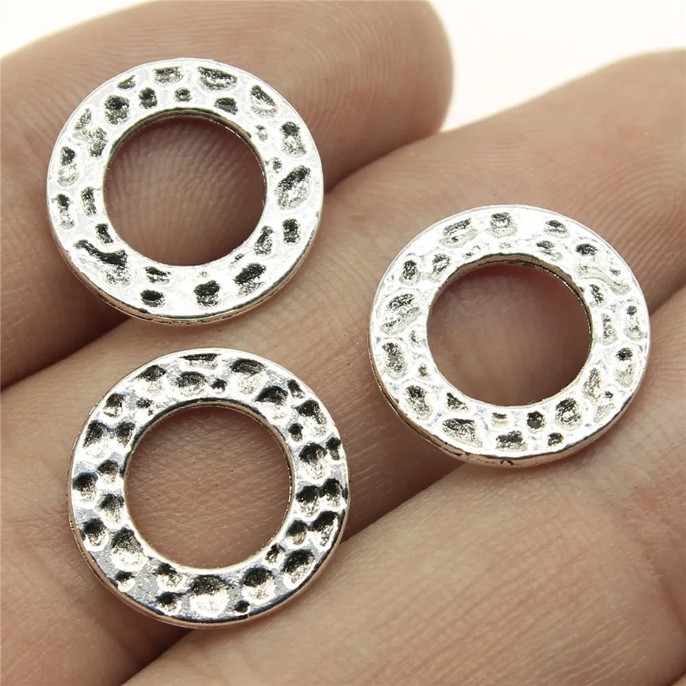15x15mm 1.1g Multicolor zinc alloy dotted round ring charm pendant for bracelet jewelry making