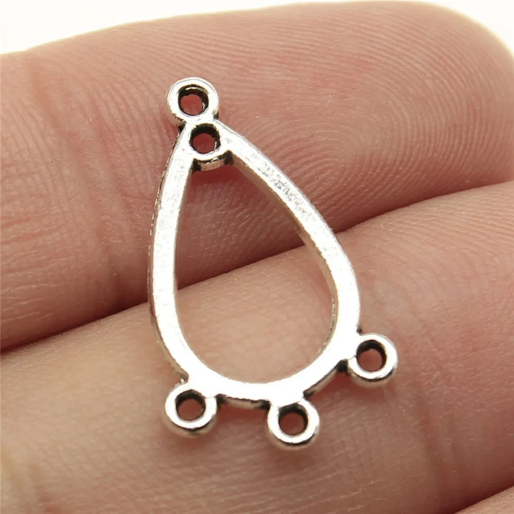 22x13mm 0.7g Antique Silver Zinc Alloy Teardrop Earring Connector Charm for DIY Earrings Jewelry