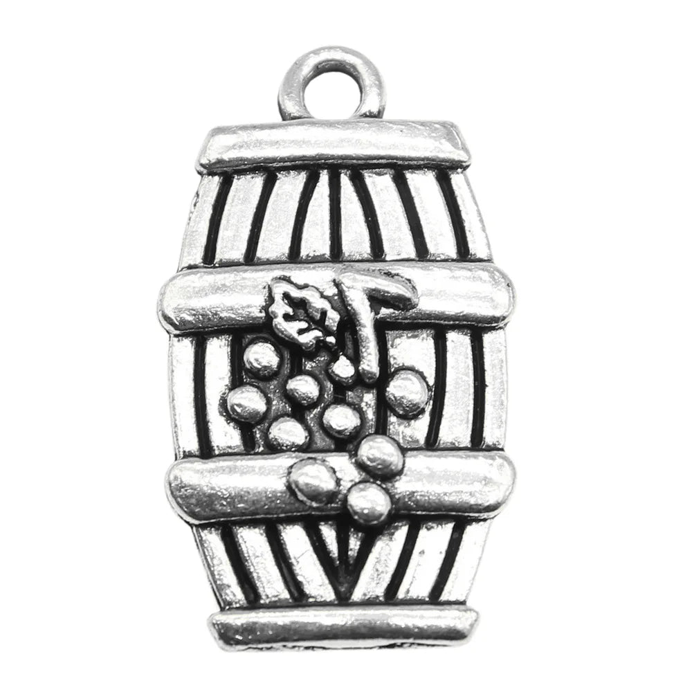 25x14mm 3.1g Antique Silver Zinc Alloy Wine Barrel Charm Pendant for DIY Bracelet Necklace Making