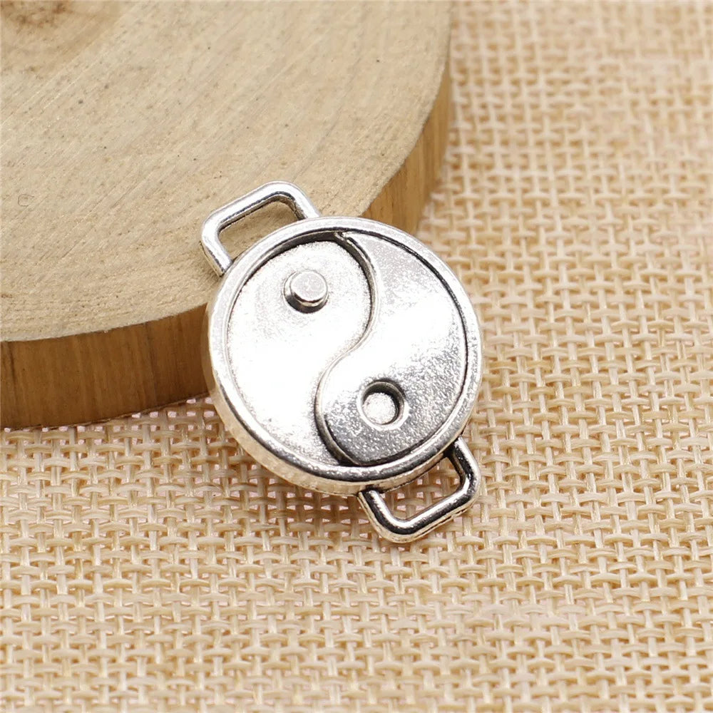 28x21mm 5.8g Antique Silver Zinc Alloy Tai Chi Connector Charm for DIY Bracelet Necklace Jewelry