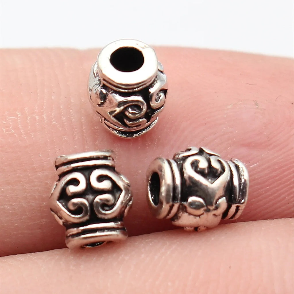 7x6.2x6.2mm 0.66g Multicolor Zinc Alloy Heart Pattern Drum Loose Metal Beads for Bracelet Jewelry Making