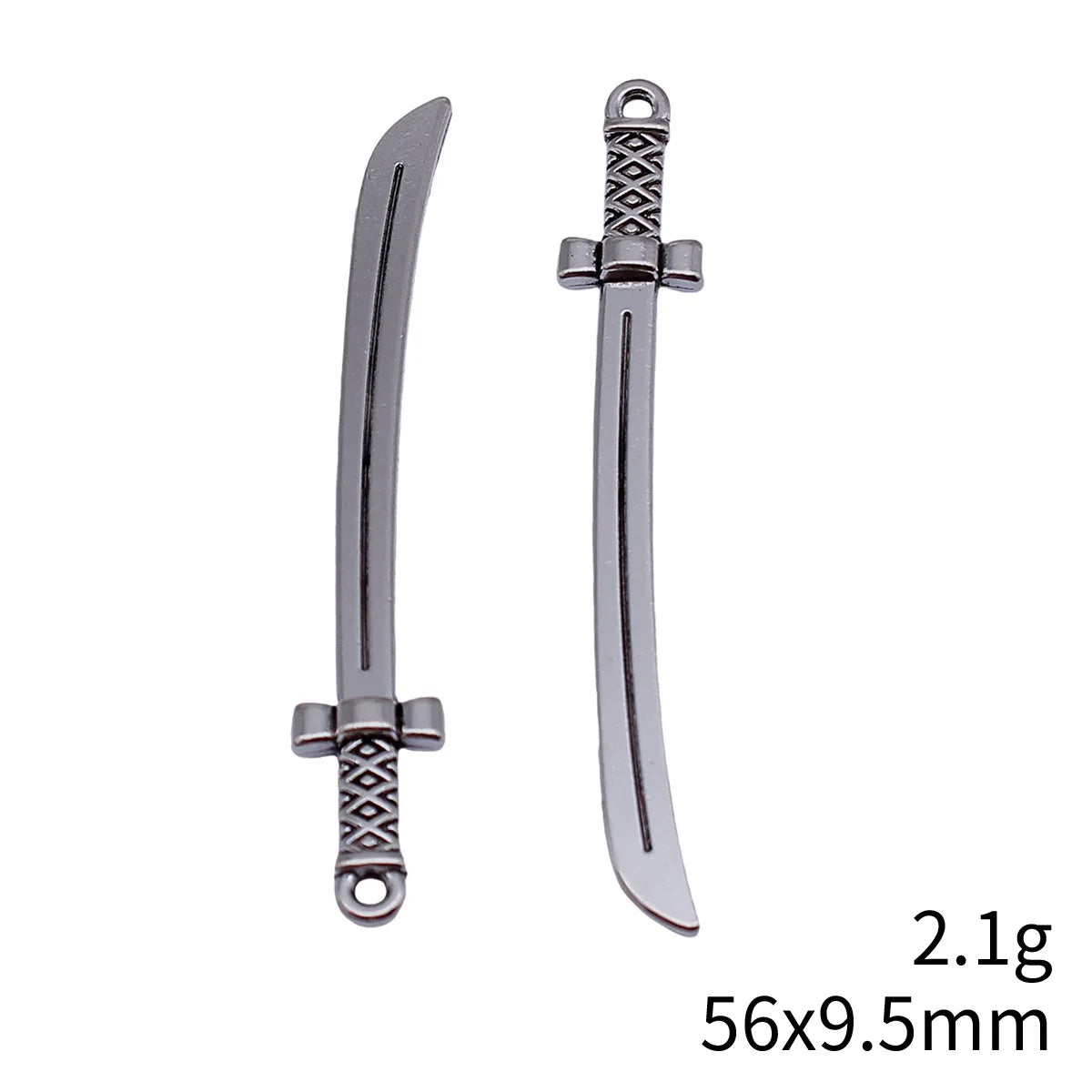 56x9.5mm 2.1g Antique Silver Zinc Alloy Samurai Sword Charm Pendant for DIY Necklace Jewelry Making