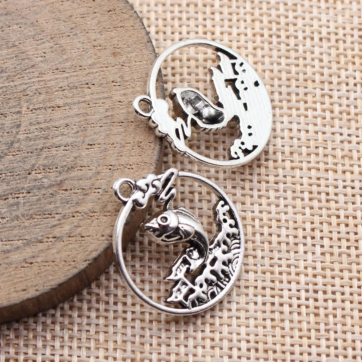 25x22mm 2.5g Antique Silver Zinc Alloy Koi Fish Charm Pendant for DIY Necklace Bracelet Jewelry Making