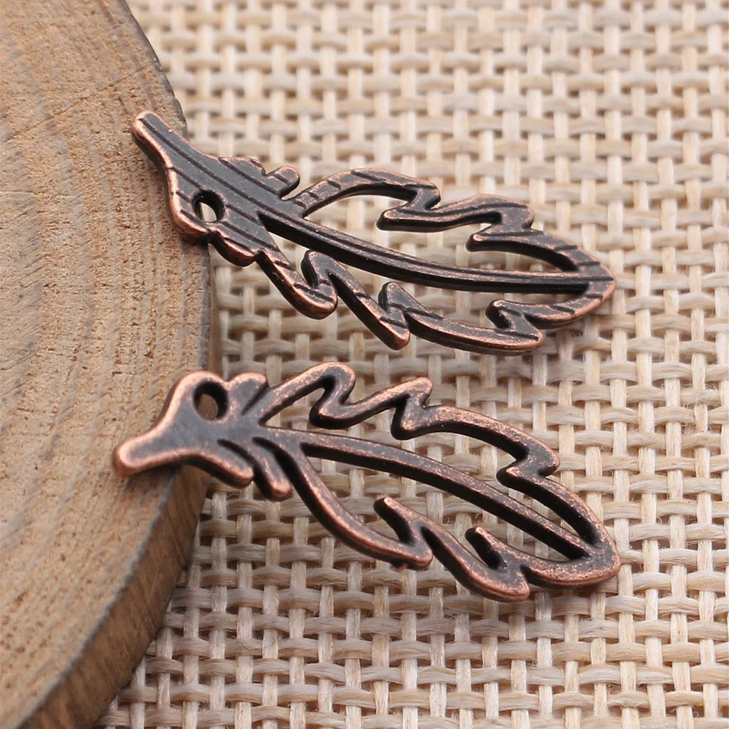 26x10mm 0.9g Multicolor Zinc Alloy Hollow Feather Charm Pendant for DIY Necklace Bracelet Jewelry Making
