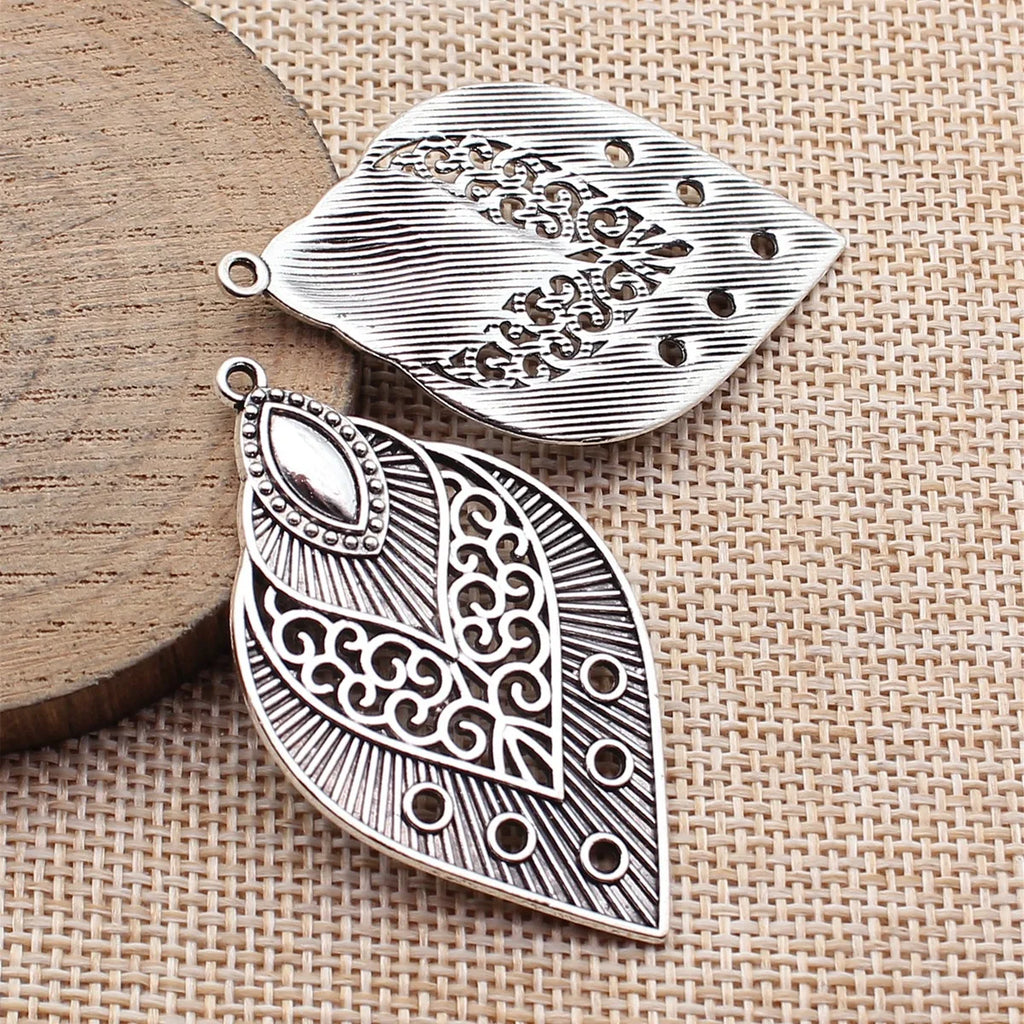 51x30mm 5.8g Multicolor Zinc Alloy Hollow Spindle Earring Charms for DIY Earrings Jewelry Making
