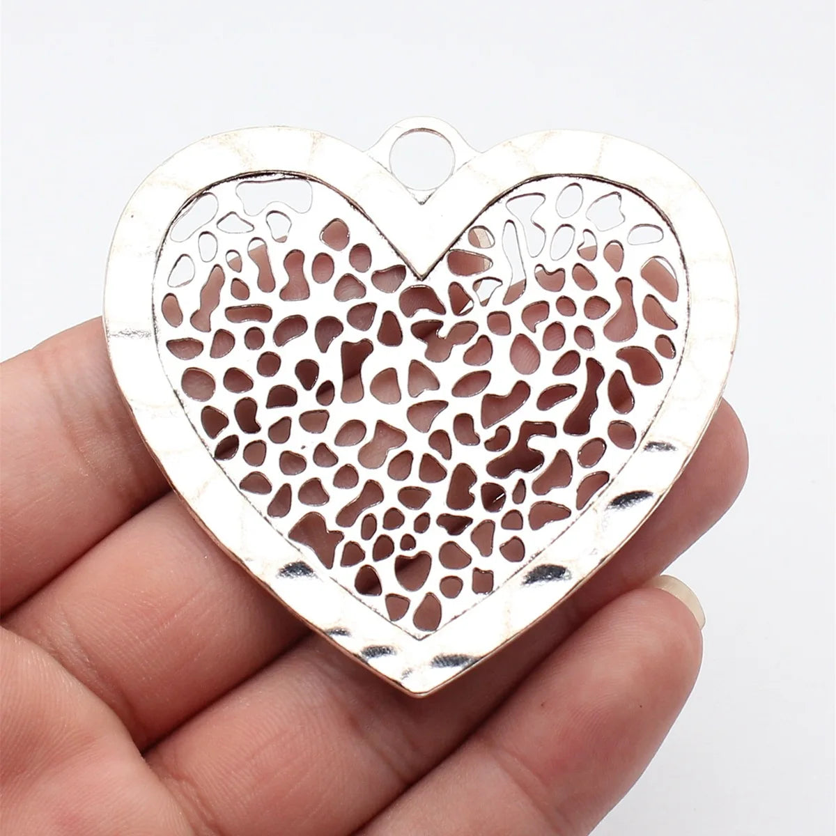 70x65mm 21g Antique Silver Zinc Alloy Openwork Large Heart Hollow Charm Pendant for DIY Jewelry Making