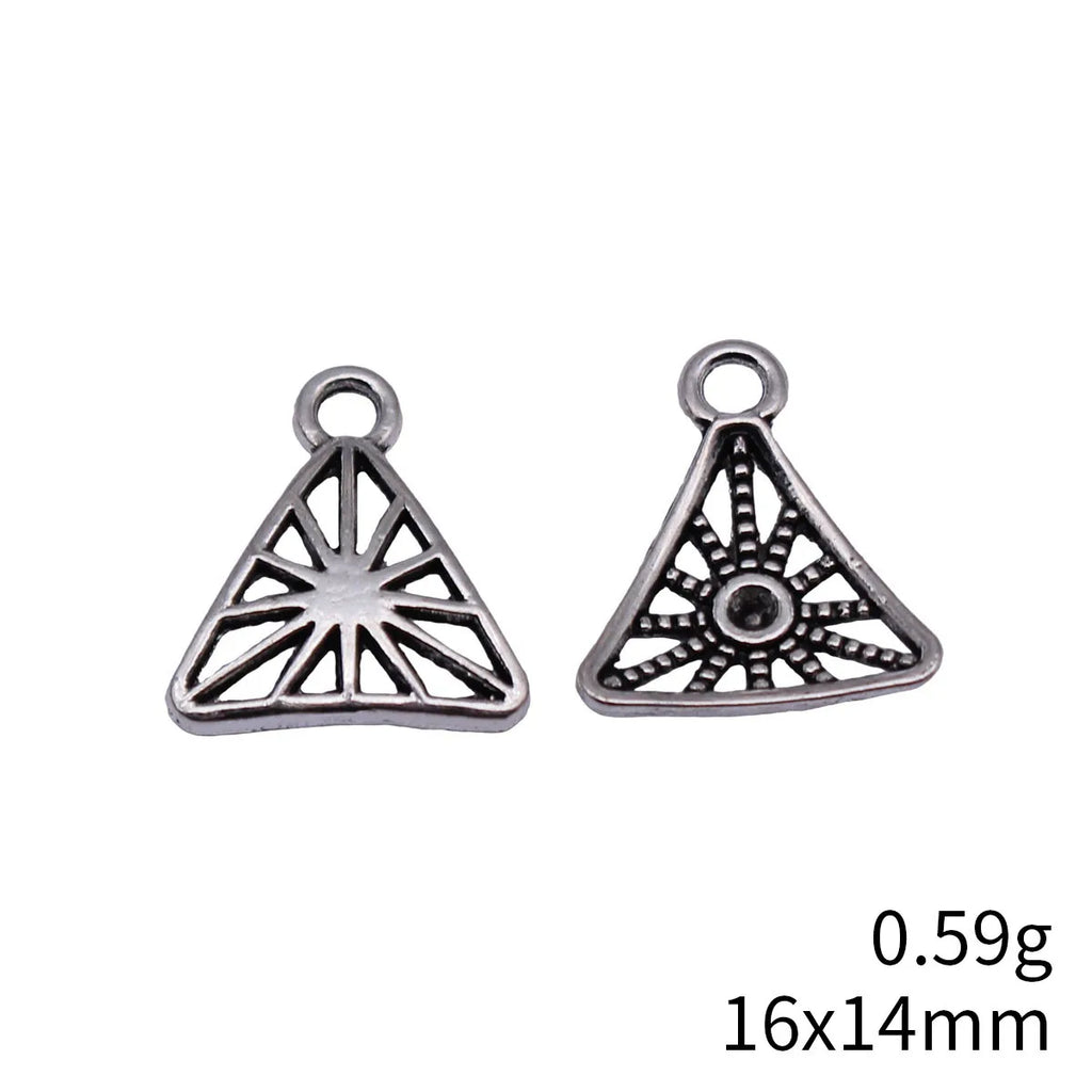 16x14mm 0.59g Antique Silver Zinc Alloy Hollow Triangle Charm Pendant for DIY Earrings Necklace