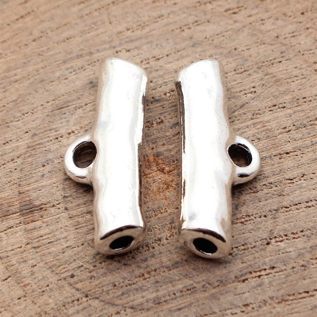25x10x5.8mm 3.2g Antique Silver Zinc Alloy Hammered Three-Hole Bail Connector for DIY Pendant Jewelry Making