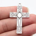 50x31mm 5.8g Antique Silver Zinc Alloy Patterned Cross Charm Pendant for DIY Necklace Jewelry Making
