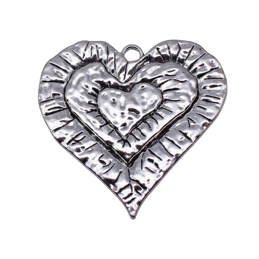 68x67mm 19.8g Antique Silver Zinc Alloy Three Layer Heart Charm Pendant for DIY Necklace Making