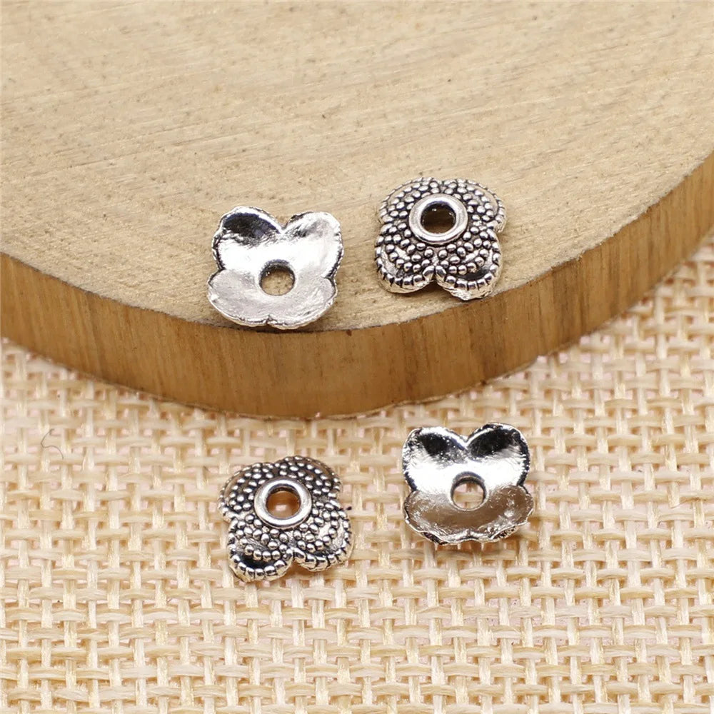 8x8mm 0.3g Antique Silver Zinc Alloy Flower Bead Caps Jewelry Findings for DIY Beaded Jewelry