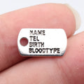 17x9.6mm 0.98g Antique Silver Zinc Alloy ID Tag Charm Pendant for DIY Necklace Bracelet Jewelry Making