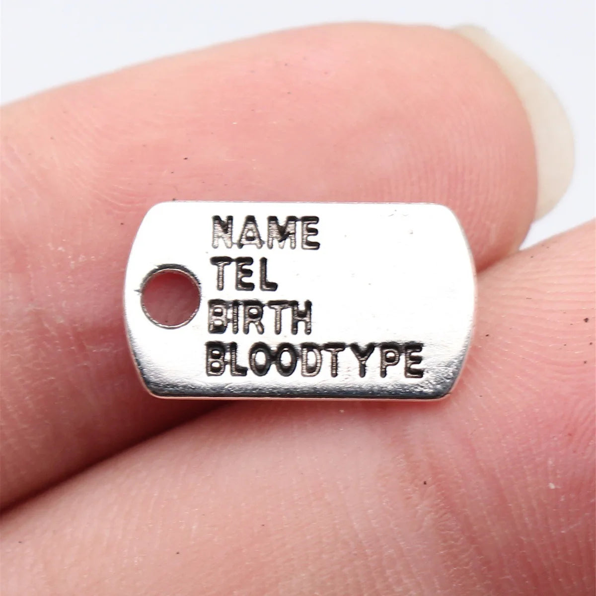17x9.6mm 0.98g Antique Silver Zinc Alloy ID Tag Charm Pendant for DIY Necklace Bracelet Jewelry Making