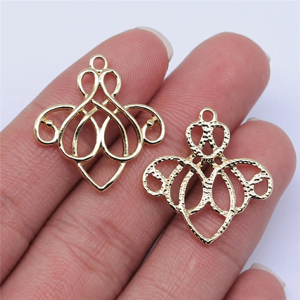 25x24mm 2g KC Gold Zinc Alloy Geometric Charm Pendant for DIY Necklace Bracelet Making