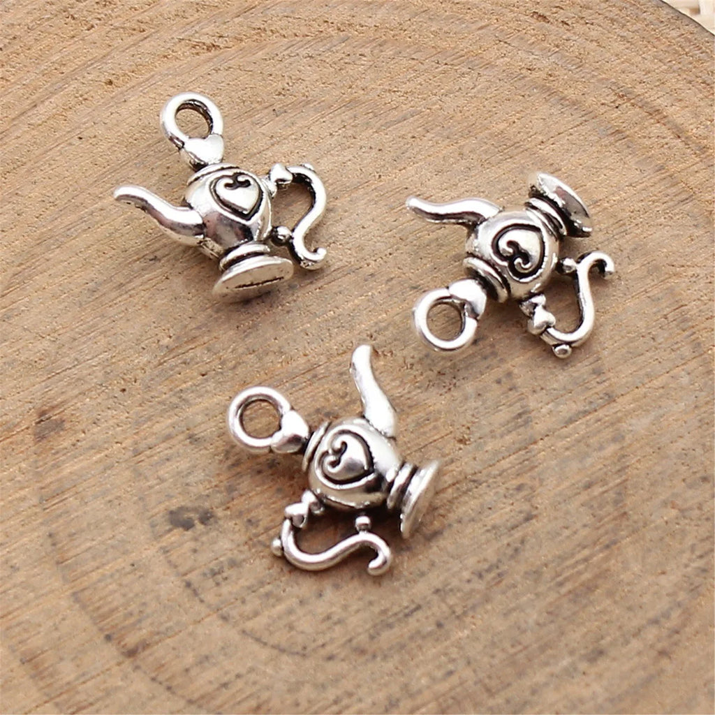 12x12mm 0.76g Antique Silver Zinc Alloy Heart Teapot charm pendant for DIY bracelet necklace jewelry