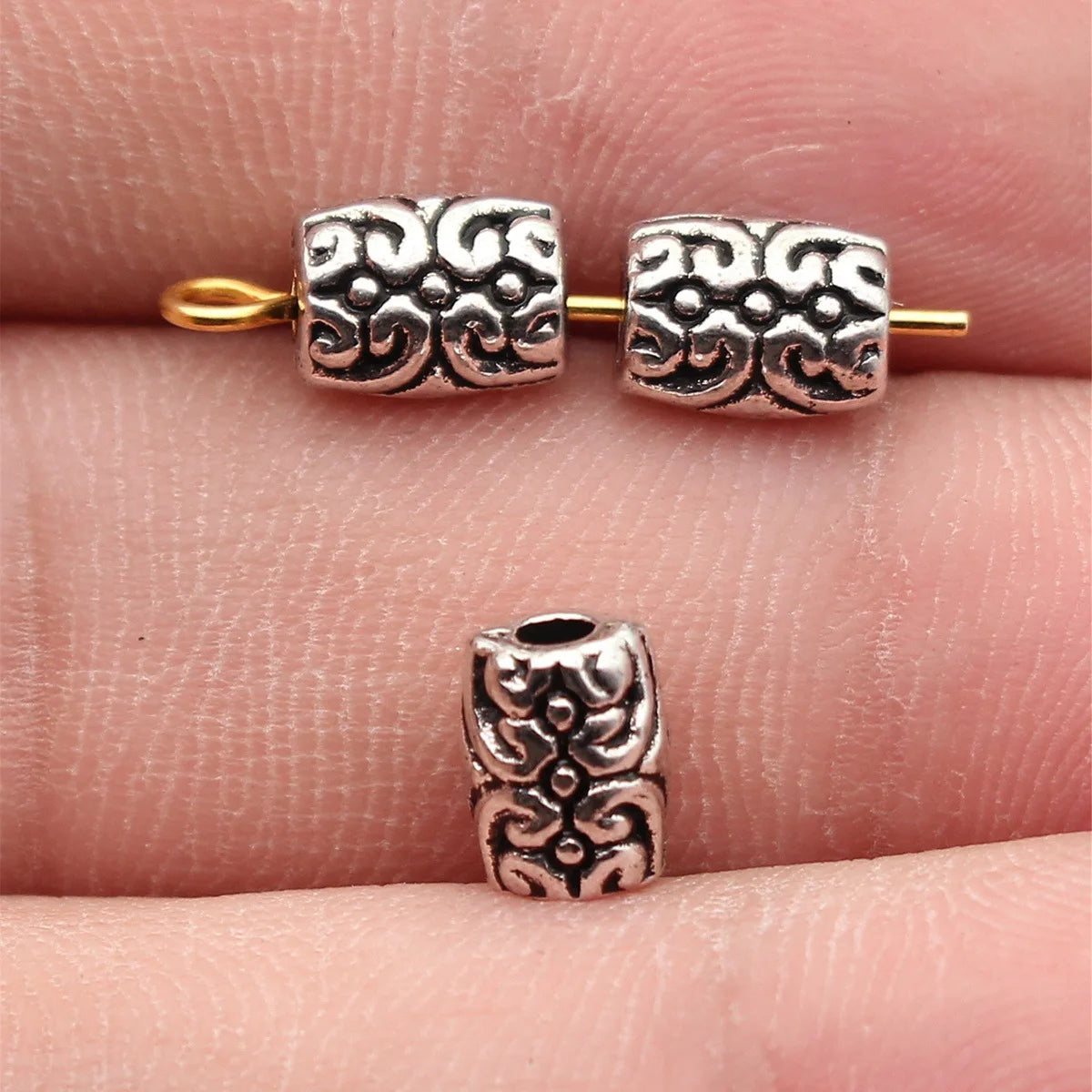 7.7x5.8x5mm 0.75g Multicolor Zinc Alloy Textured Loose Metal Spacer Beads for DIY Bracelet Jewelry Making