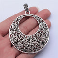 60x60mm 19.5g Antique Silver Zinc Alloy Hollow Center Crescent Moon Charm Pendant for DIY Jewelry
