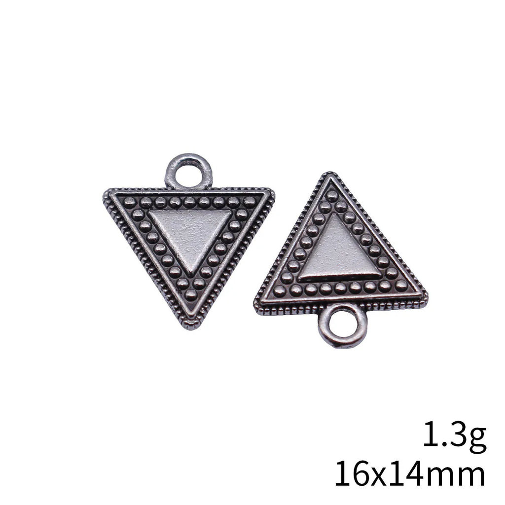 16x14mm 1.3g Multicolor Zinc Alloy Textured Inverted Triangle Cone Double Sided Charm Pendant for DIY Jewelry