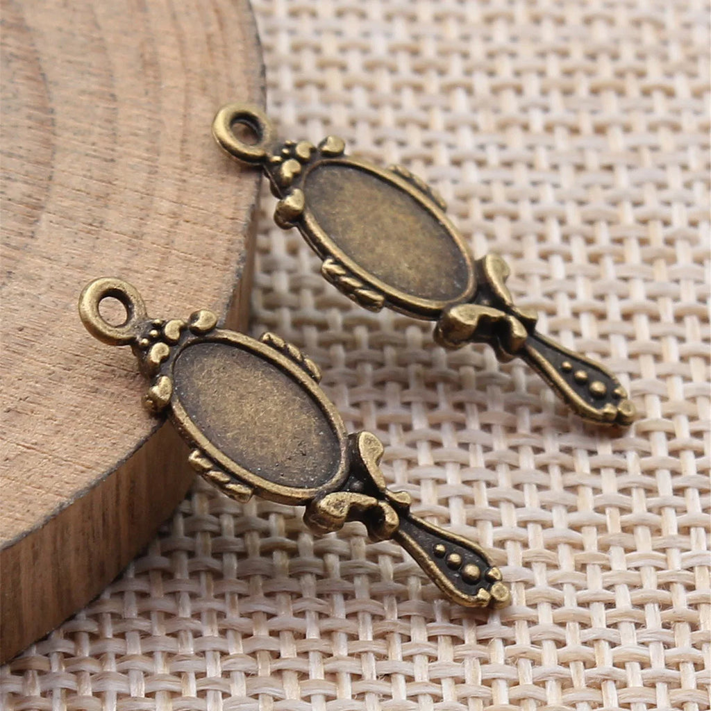 27x9mm 0.74g Multi Color Zinc Alloy Double Sided Vanity Mirror Charm Pendant for DIY Jewelry Making