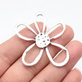 52x46mm 6.7g Antique Silver Zinc Alloy Hollow Five Petal Flower Charm Pendant for DIY Jewelry Making