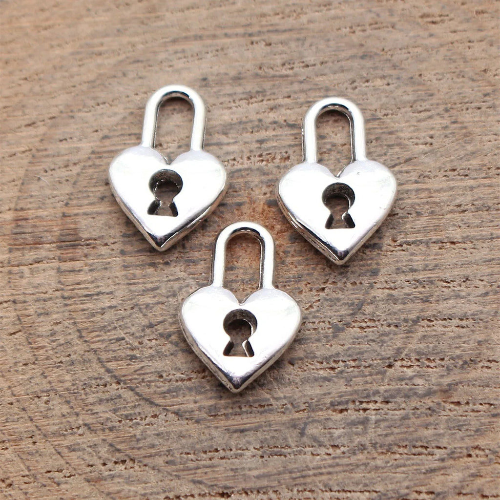 15x9.9mm 0.82g Antique Silver Zinc Alloy Heart Lock Charm Pendant for DIY Necklace Bracelet Jewelry Making