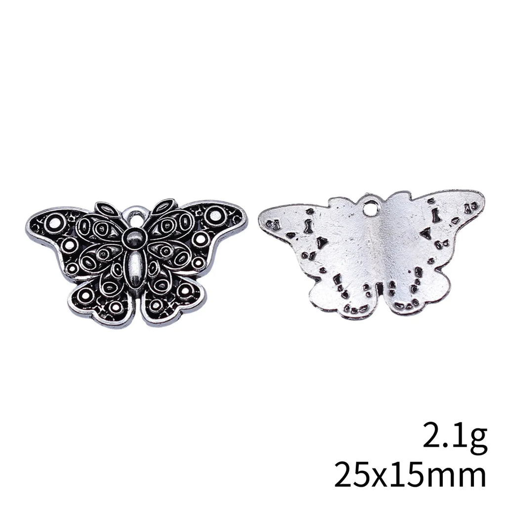 25x15mm 2.1g Antique Silver Zinc Alloy Butterfly Charm Pendant for DIY Necklace Bracelet Making