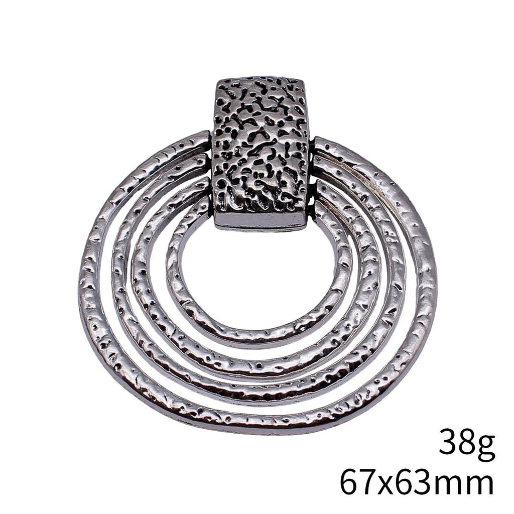 67x63mm 38g Multicolor Zinc Alloy Layered Hammered Circle Ring Charm Pendant for DIY Necklace Jewelry
