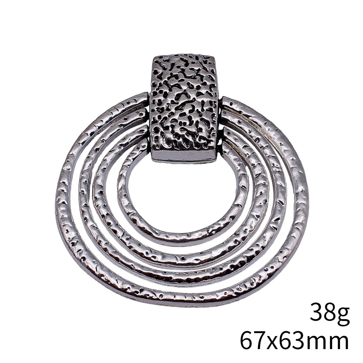 67x63mm 38g Multicolor Zinc Alloy Layered Hammered Circle Ring Charm Pendant for DIY Necklace Jewelry