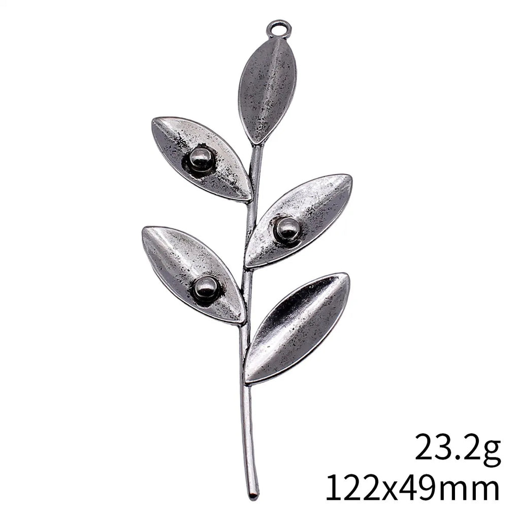 122x49mm 23.2g Antique Silver Zinc Alloy Olive Branch Charm Pendant for DIY Necklace Jewelry Making