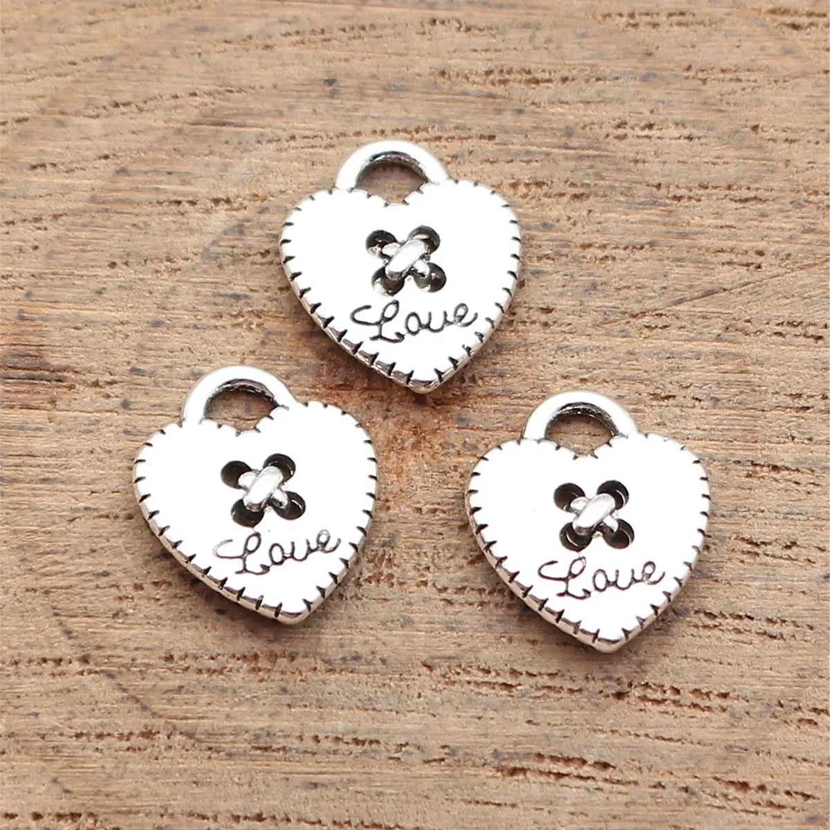 12x10mm 0.53g Antique Silver Zinc Alloy LOVE Heart Charm Pendant for Necklace Bracelet DIY Jewelry