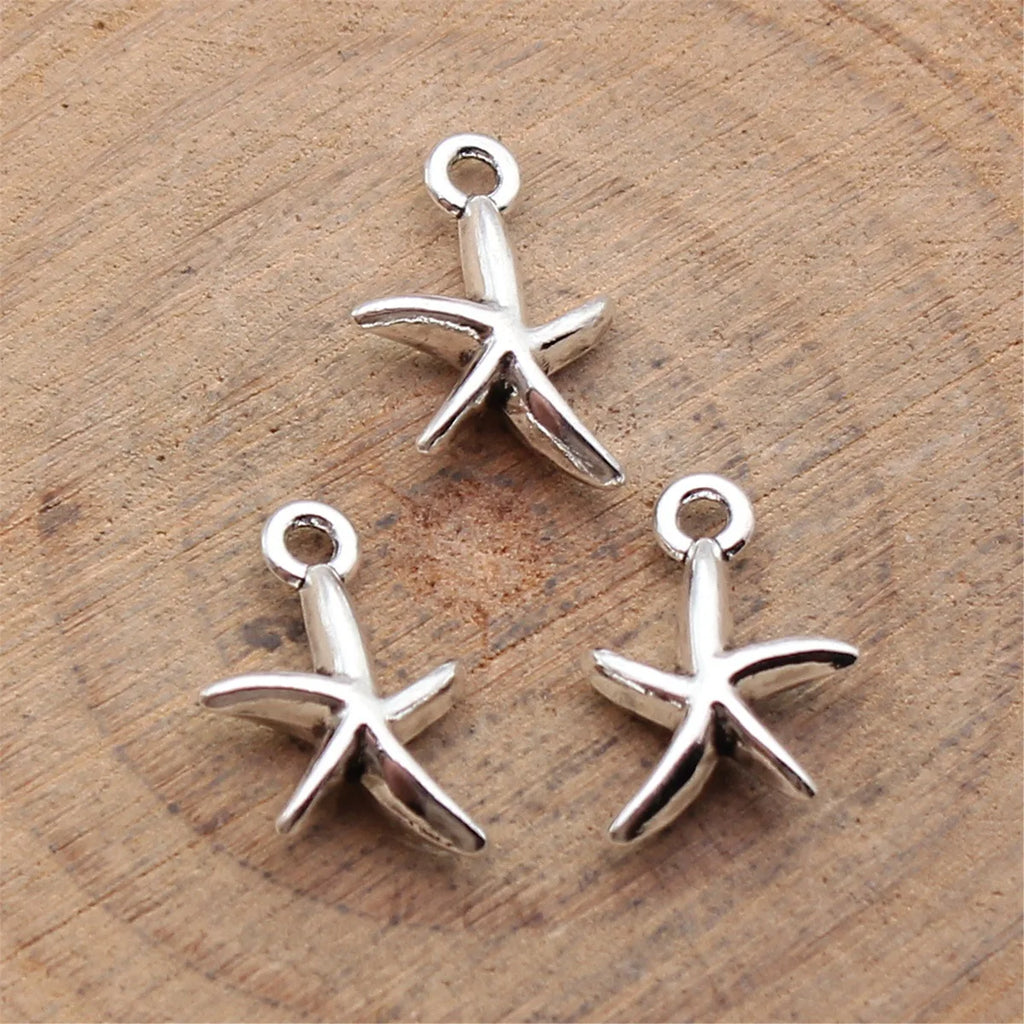 14x10mm 0.71g Antique Silver Zinc Alloy Starfish Charm Pendant for DIY Ocean Theme Jewelry Making