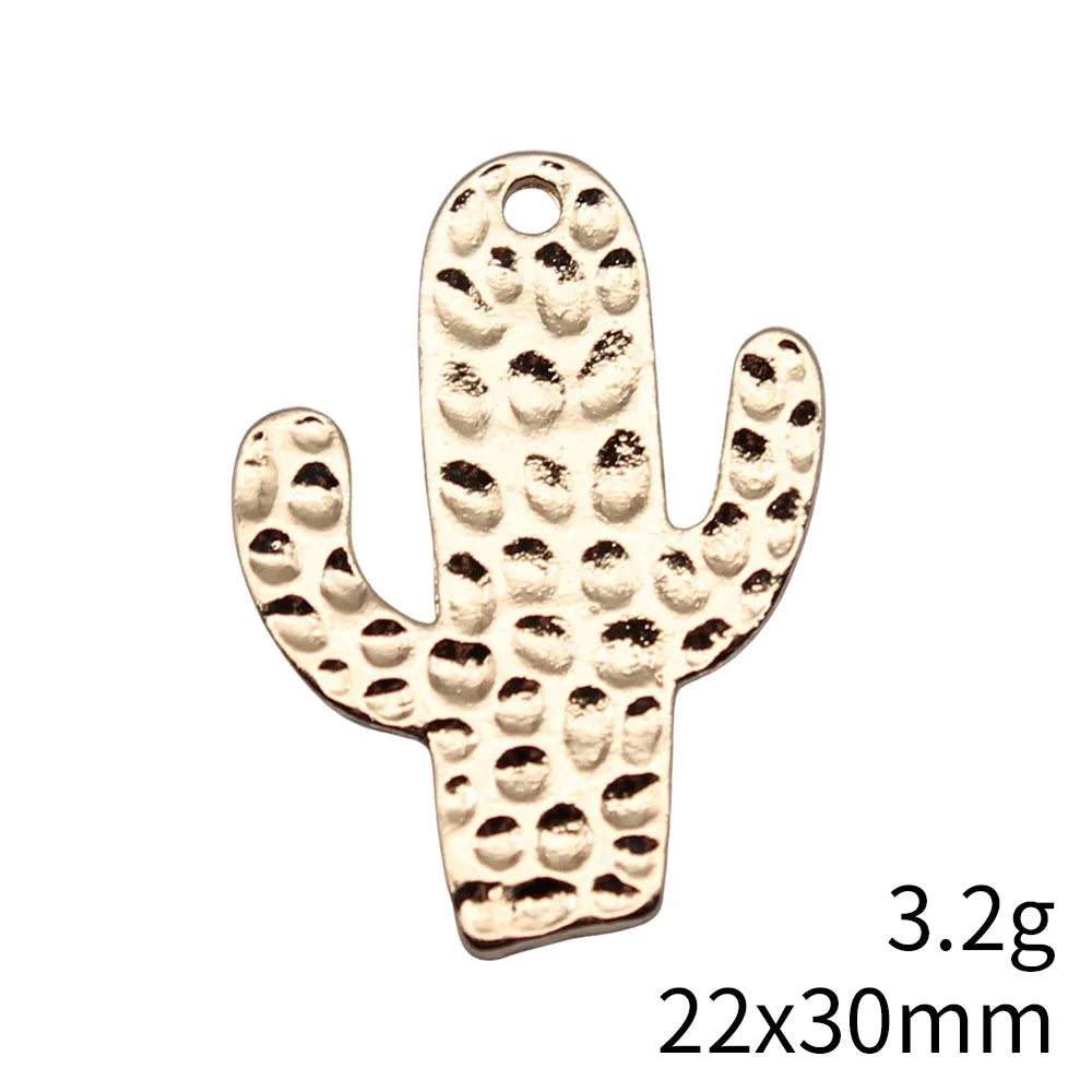 22x30mm 3.2g KC Gold Zinc Alloy Cactus Charm Pendant for DIY Necklace Bracelet Jewelry Making