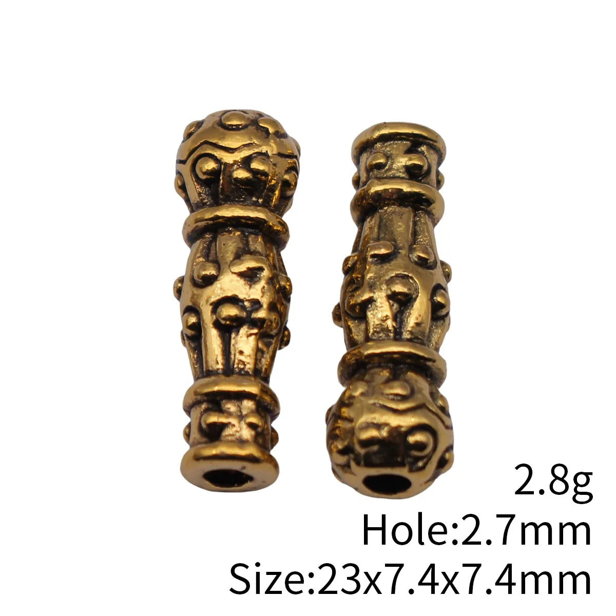 23x7.4x7.4mm 2.8g Antique Gold Zinc Alloy Imam Prayer Bead Loose Metal Beads for Rosary Jewelry Making
