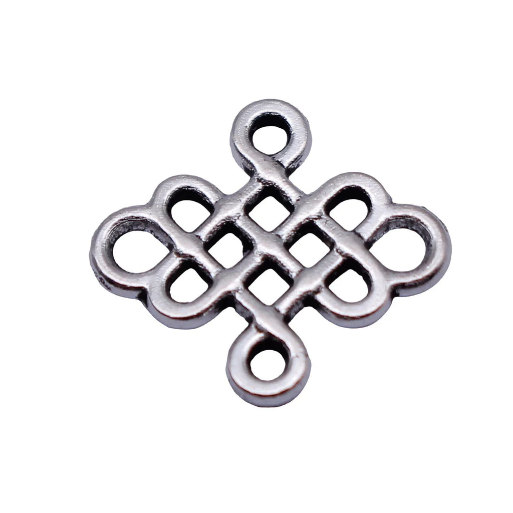 13x12mm 0.4g Antique Silver Zinc Alloy Hollow Chinese Knot connector charm for DIY jewelry making