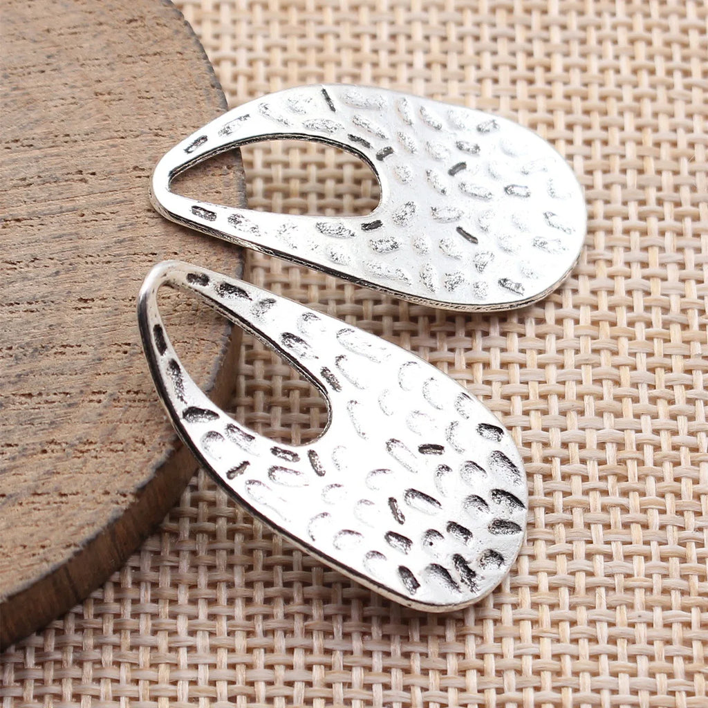 34x18mm 2.6g Multicolor Zinc Alloy Hammered Geometric Teardrop Charm Pendant for DIY Jewelry Making