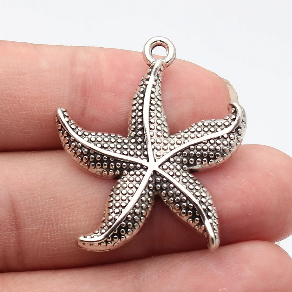 39x34mm 6.1g Multicolor Zinc Alloy Starfish Charm Pendant for DIY Necklace and Beach Jewelry Making
