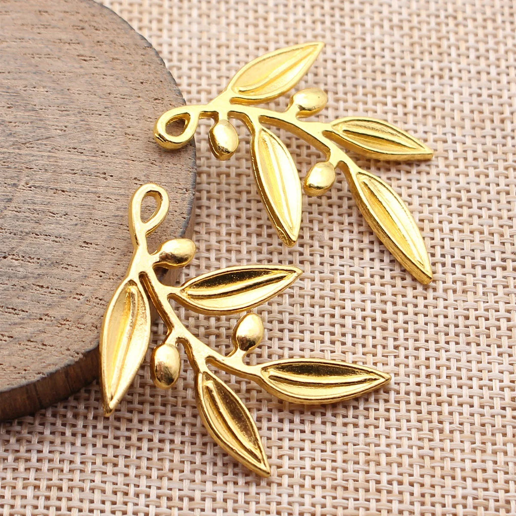 39x30mm 4.4g Multicolor Zinc Alloy Olive Branch Charm Pendant for DIY Necklace Bracelet Jewelry