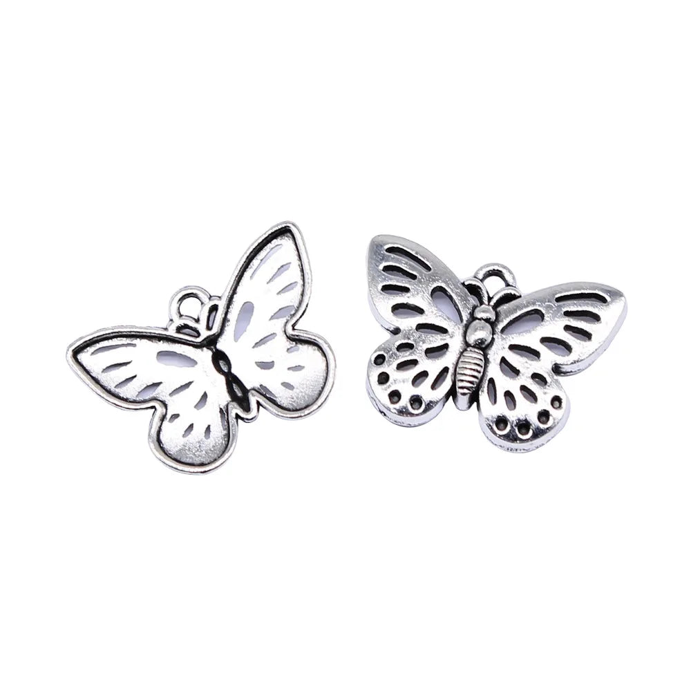 25x18mm 2.7g Antique Silver Zinc Alloy Butterfly Charm Pendant for DIY Necklace Bracelet Making