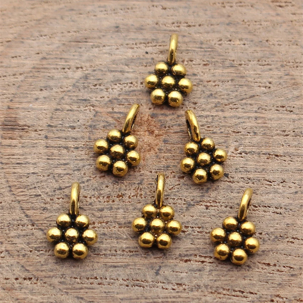 8.9x5.8mm 0.21g Multicolor Zinc Alloy Raised Dot Flower Charm Pendant for DIY Bracelet Necklace Making