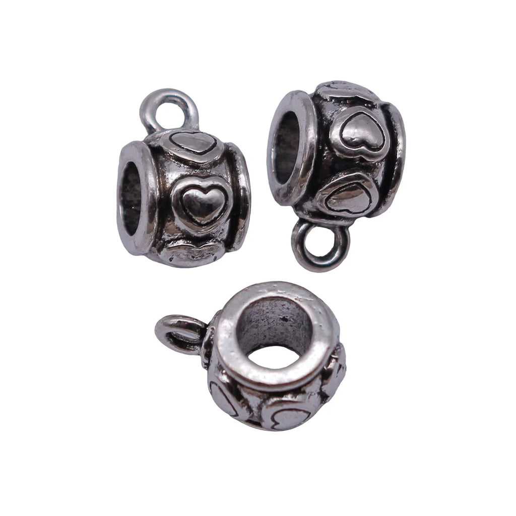11x8.4x6.6mm 1.2g Antique Silver Zinc Alloy Heart Three Way Connector Bead Jewelry Findings for DIY Bracelet Making