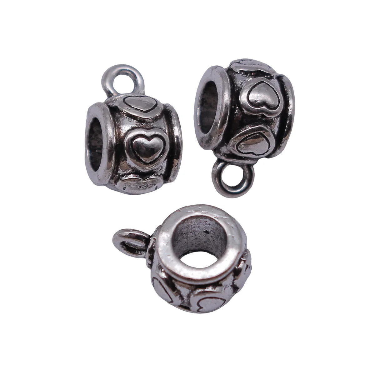 11x8.4x6.6mm 1.2g Antique Silver Zinc Alloy Heart Three Way Connector Bead Jewelry Findings for DIY Bracelet Making