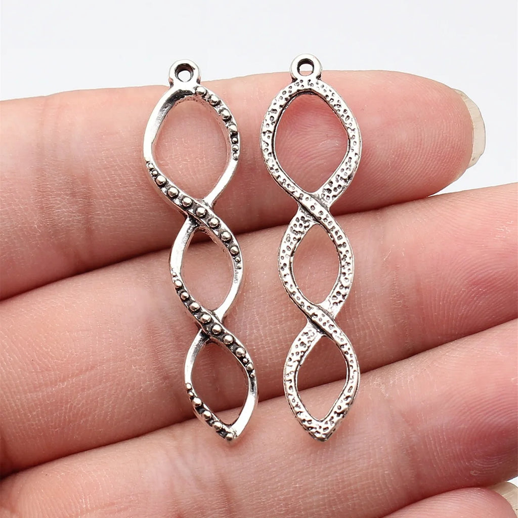 46x12mm 2.1g Antique Silver Zinc Alloy Hollow Spiral Infinity Symbol Charm Pendant for DIY Jewelry Making