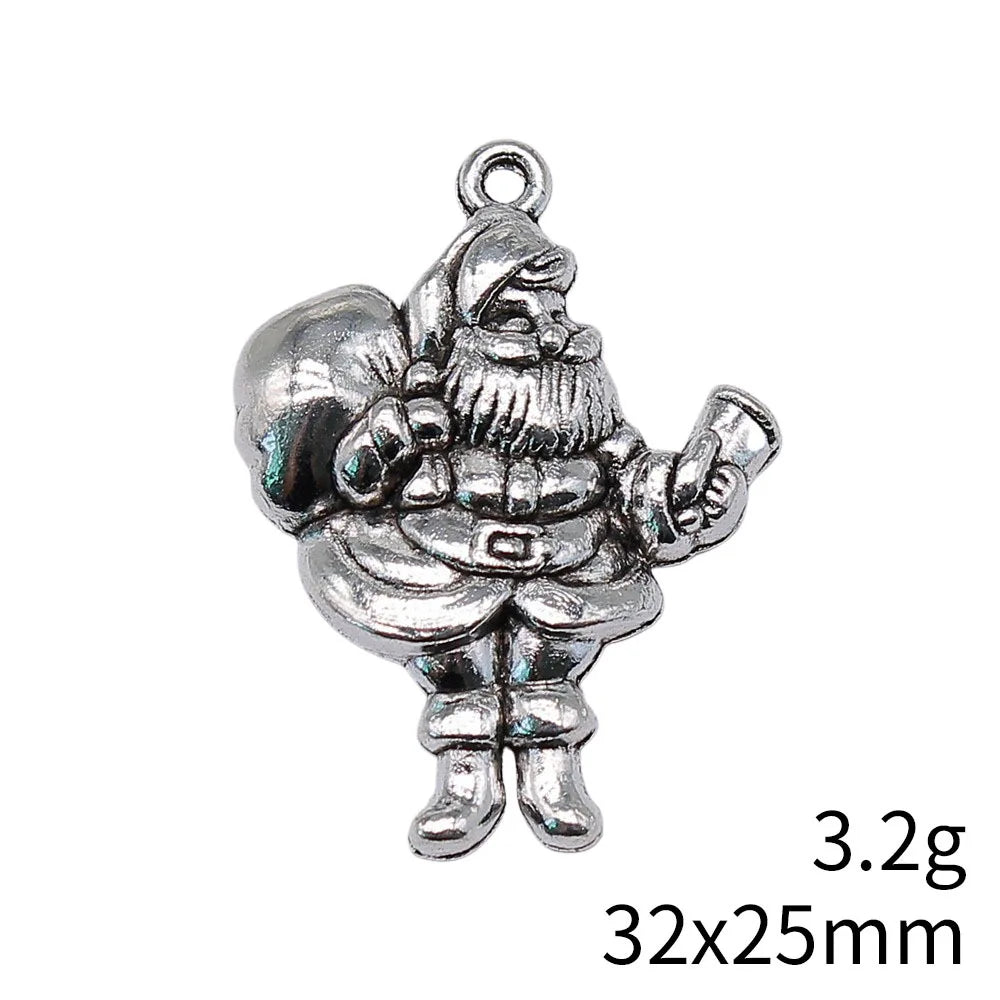 32x25mm 3.2g Multicolor Zinc Alloy Santa Claus Christmas Gift Charm Pendant for DIY Holiday Jewelry