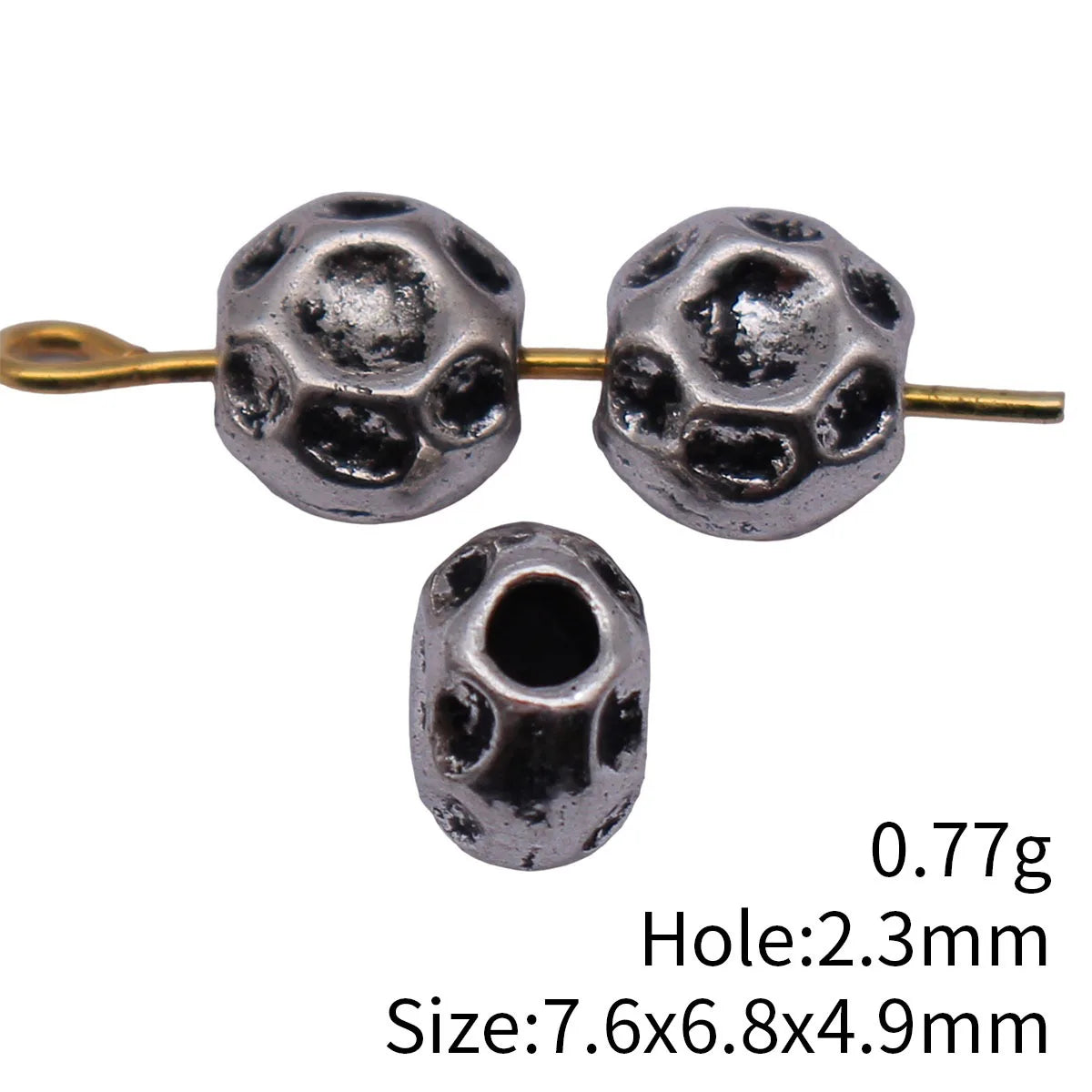 7.6x6.8x4.9mm 0.77g Antique Silver Zinc Alloy Hammered Round Spacer Beads for DIY Bracelet Jewelry Making