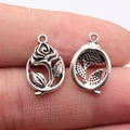 20x13mm 1.3g Antique Silver Zinc Alloy Teardrop Flower Charm Pendant for DIY Necklace Earrings